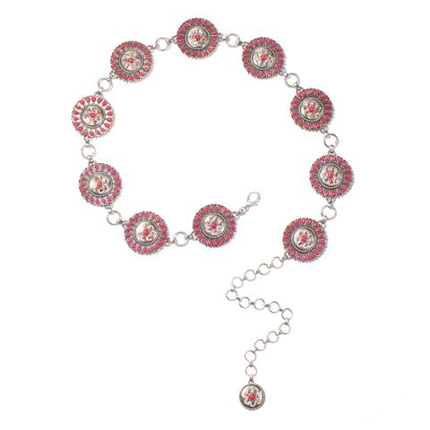 Women's Pink Stone Chain Western Belt - N320005129