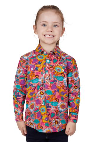 Girl's Susie 1/2 Placket L/S Shirt - H4W7101204