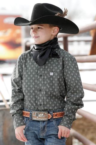 Boy's Geometric Print L/S Western Shirt - MTW7060303