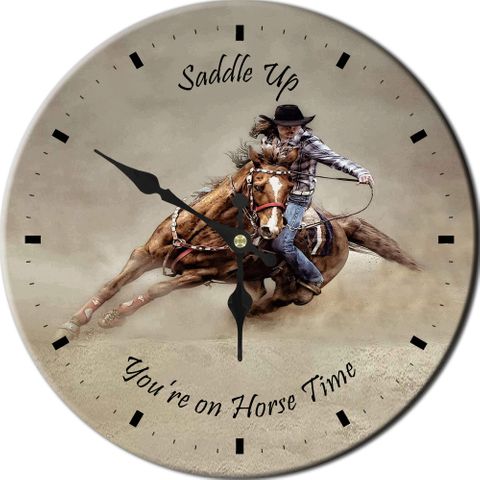 Saddle Up Metal Clock - C432