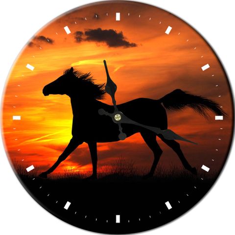 Horses On Sunset Metal Clock - C433