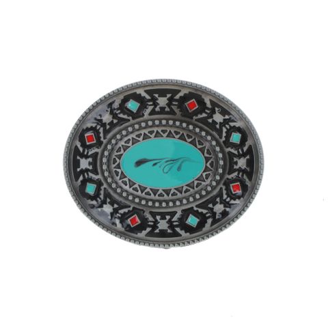 Men's Turquoise Western Oval Buckle - BB033 1