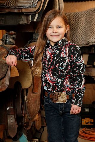 Girl's Paisley Print L/S Western Shirt - CTW3230040