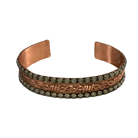 Men's Silver Strike Copper Bracelet Cuff - D47811