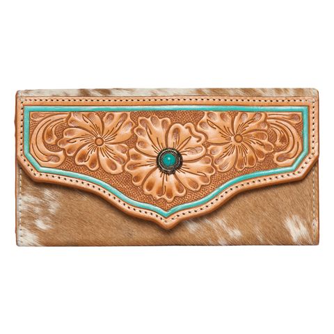 Women's Cowhide Tooling Leather Wallet - AW30TAN