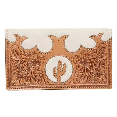 Women's Cowhide Tooling Slim Wallet - AW31TAN