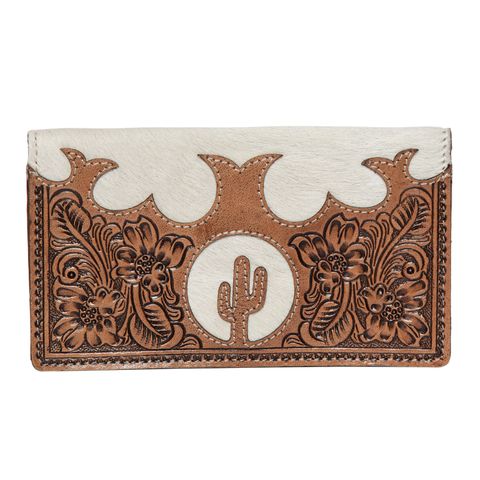 Women's Cowhide Tooling Slim Wallet - AW31BRN