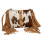 Women's Cowhide Clutch Bag with Fringe - AB76TAN