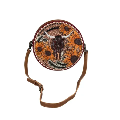 Women's Longhorn Ridge Tooled Round Bag - S-8702