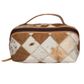 Women's Cowhide Patchwork Cosmetic Bag - AT64TAN