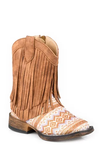 Girls Double Fringe Toddler Western Boot - 17903503