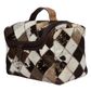 Women's Cowhide Patchwork Toiletries Bag - AT66BRN