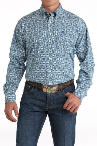 Men's Geometric Print L/S Western Shirt - MTW1105794