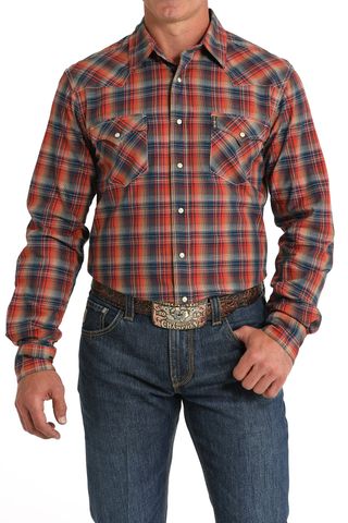 Men's Modern Fit Plaid L/S Western Shirt - MTW1303079