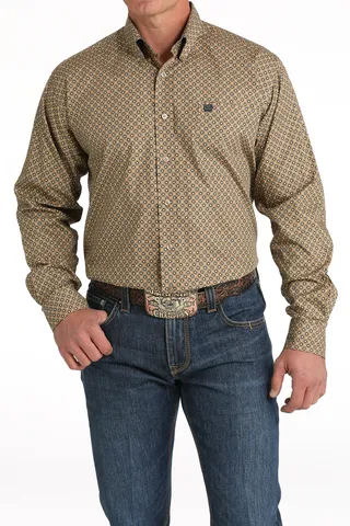 Men's Geometric L/S Western Shirt - MTW1105810