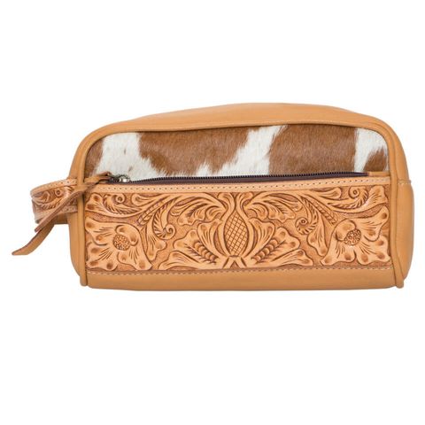 Women's Tooling Cowhide Toiletries Bag - AT62TAN