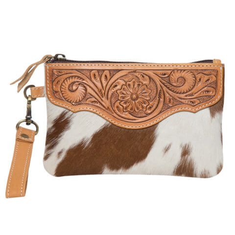 Women's Para Leather Cowhide Clutch - AC41TAN