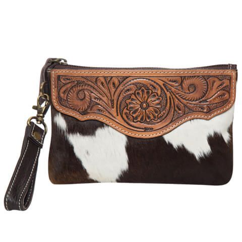 Women's Para Leather Cowhide Clutch - AC41BRN