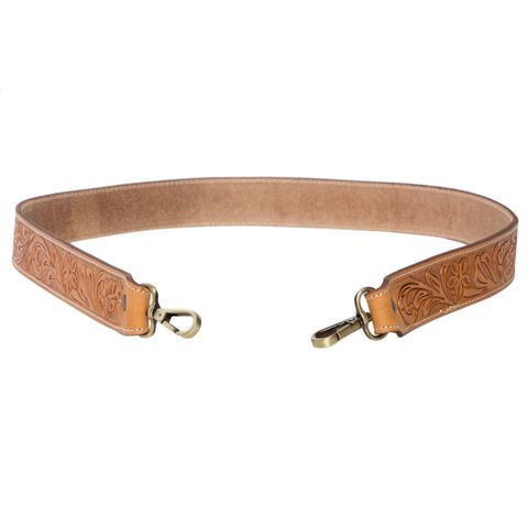 Women's Tooling Leather Bag Strap - ST01TAN