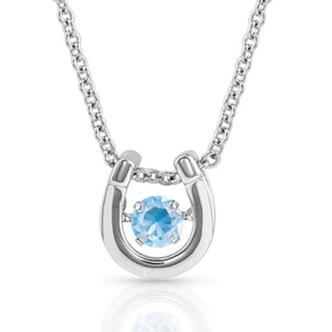 Dancing Birthstone Horseshoe Necklace - NC4742-MAR