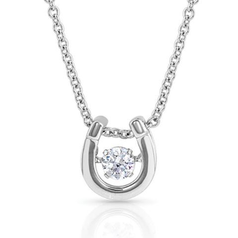 Dancing Birthstone Horseshoe Necklace - NC4742-APR