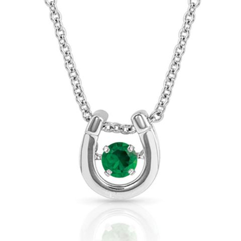 Dancing Birthstone Horseshoe Necklace - NC4742-MAY