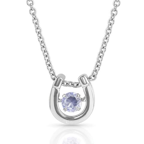 Dancing Birthstone Horseshoe Necklace - NC4742-JUN