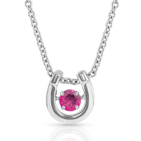 Dancing Birthstone Horseshoe Necklace - NC4742-JUL