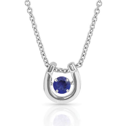 Dancing Birthstone Horseshoe Necklace - NC4742-SEP