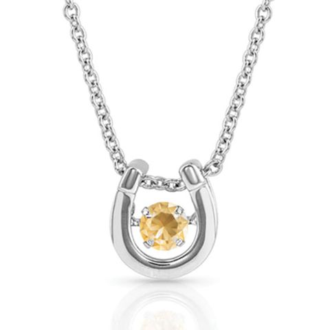 Dancing Birthstone Horseshoe Necklace - NC4742-NOV