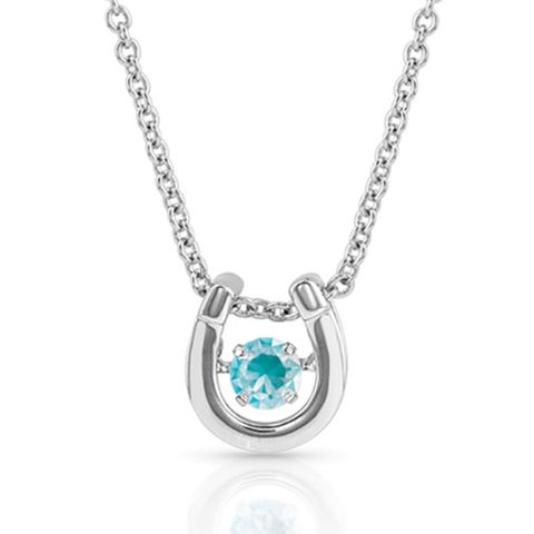 Dancing Birthstone Horseshoe Necklace - NC4742-DEC