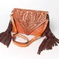 Women's Tooled Fringed Handbag - ADBGA169