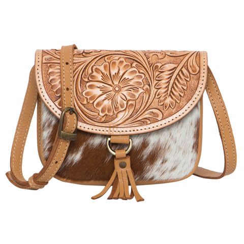 Women's Tooling Small Cowhide Bag - AB17TAN