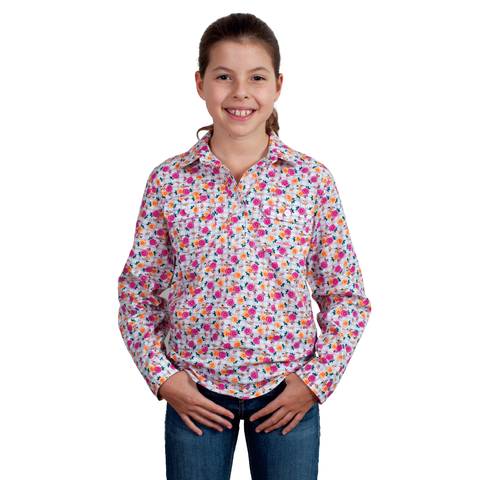 Girl's Harper Half Button L/S Shirt - GWLS2407