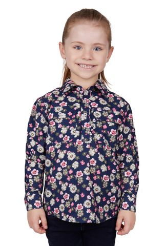 Girl's Rose 1/2 Placket L/S Shirt - H4W7101176