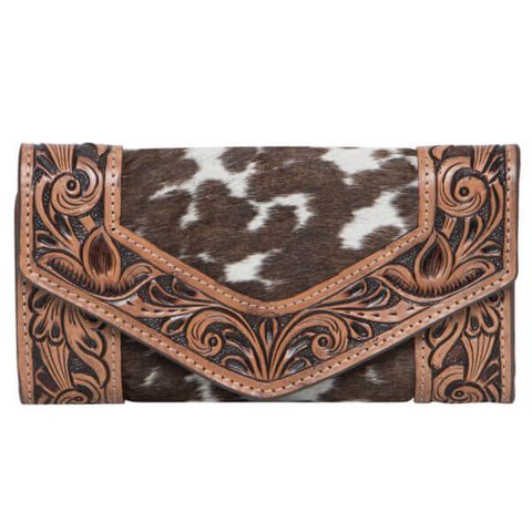 Women's Tooling Trifold Cowhide Wallet - AW26BRN