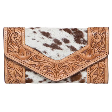 Women's Tooling Trifold Cowhide Wallet - AW26TAN