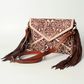 Women's Tooled Leather Fringed Clutch - ADBGK105