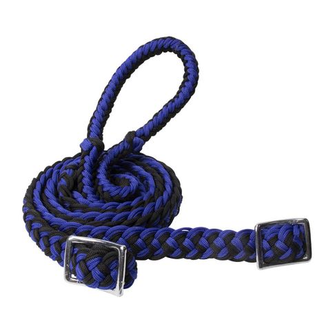 Texas Tack Braided Poly Barrel Rein - TEX4568 BKBL