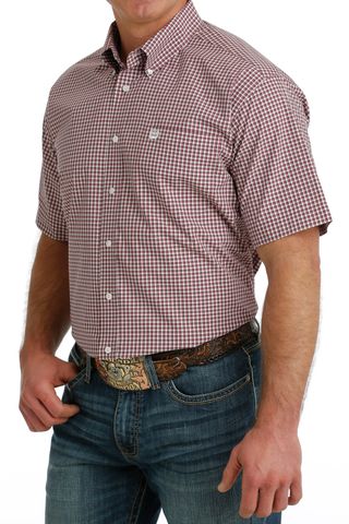 Men's Check Print S/S Western Shirt - MTW1111446