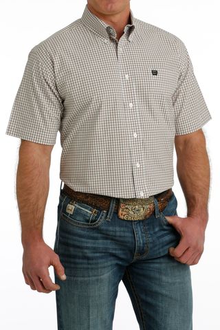 Men's Check Print S/S Western Shirt - MTW1111447