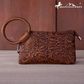 Floral Tooled Ring Handle Wristlet Bag - MW1260-B181BR