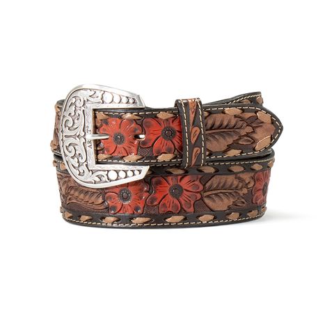 Women's Red Hibiscus Western Belt - 15655133