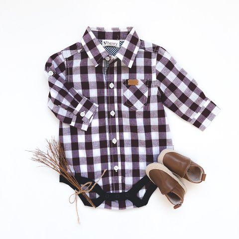 Infant Boy's Dress Shirt Romper - LH24WHEBB18