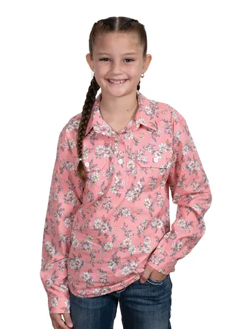 Girl's Harper Half Button L/S Shirt - GWLS2461