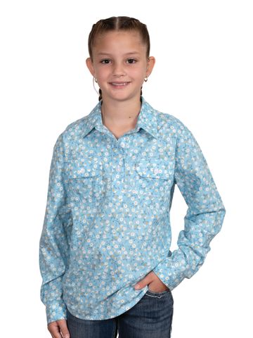 Girl's Harper Half Button L/S Shirt - GWLS2462