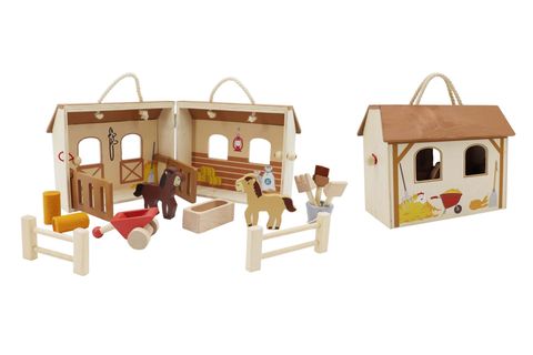 Wooden Portable Horse Stable Playset - NG23708