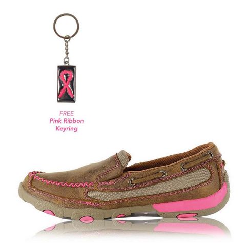 Women's Pink Ribbon Slip On Moc - TCWDMS003