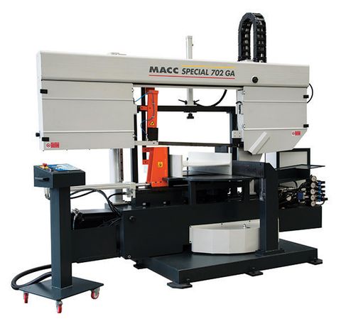 MACC DUAL COLUMN BANDSAW, SEMI AUTO, 550 x 700MM CAP,  POWERED SWIVEL HEAD, DUAL MITRE, VARIABLE SPEED 415V 3PH