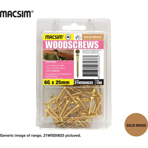 10Gx25MM BRASS WOODSCREW BP